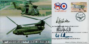 ACM Sir Ruthven Wade, A Comm Sir Archie Winskill and Grp Cpt W S O Randle CBE DSO DFC signed 80th