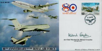 ACM Sir Michael Graydon signed 80th Anniversary of the Royal Air Force FDC PM RAF 80th Anniversary