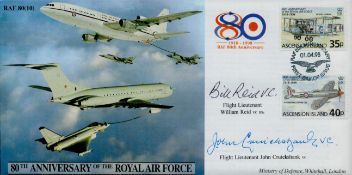 Flt Lt Bill Reid VC and Flt Lt John Cruikshank VC signed 80th Anniversary of the Royal Air Force FDC