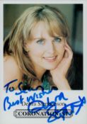 Debra Stephenson signed Coronation Street 6x4 inch colour promo photo. Dedicated. Good condition