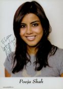 Pooja Shah signed 6x4 inch colour promo photo. Dedicated. Good condition Est.