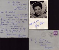 Mary Steele signed 6x4 inch vintage black and white photo with accompanying ALS dated November 1964.