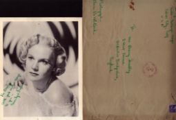 Marilyn Erskine signed 10x8inch black and white photo. Comes with original mailing envelope.