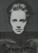 Sharon Stone printed signature black and white photo, measures 5 inch by 7 inch. Good condition. All