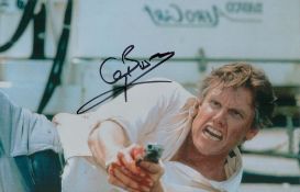 Gary Busey signed colour photo from his role in Point Break 1991, measures 9 inch 6 inch. Good