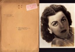 Faith Domergue signed 10x8 inch black and white vintage photo with original 1950 Hollywood mailing