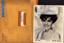 Joni James signed 10x8inch black and white photo. Comes with original mailing envelope. Dedicated.