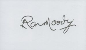 Ron Moody signed 6x4 white card. Good condition. All autographs come with a Certificate of