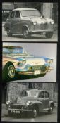 Postcard collection. 3 in total. Cars. 1951 Austin 7, 1952 Morris minor and American car. Good