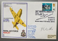 Jet Engine pioneer Sir Frank Whittle signed 1971 RAF Kenley Gloster Whittle RAF flown cover. Good