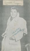 Ronald Reagan signed black and white photo with attatched signature cutting 5. 5x3. 5 inch in size