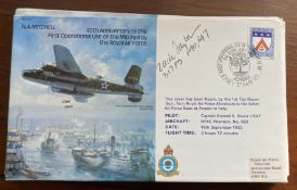 WW2 US fighter ace Zach Taylor 317 FS P40, P47 signed N A Mitchell bomber cover. Good condition. All