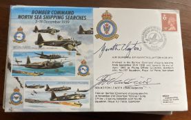 AM Sir G Clayton DFC, Sqn Ldr J Haskins signed 50th ann WW2 cover JS50/39/4 Bomber Command North Sea