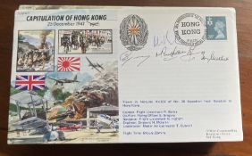 WW2 50th ann Capitulation of Hong Kong multiple signed RAF flown cover JS50/41/9. Flown by