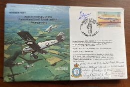 WW2 US fighter ace Troy Cluteel Lt Gen Plus Avm Hine signed Hawker Hart bomber cover B15. Good