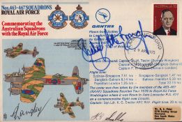 Richard Attenborough signed RAF flown cover 463 Australian RAF also signed by two pilots, rare