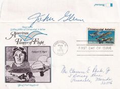 American Pioneer of Flight FDC Signed John Glenn, Pilot, NASA Astronaut, Politician. 19 Mar 1976