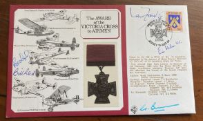 WW2 4 Victoria Cross winners multiple signed VC medal cover. Signed by Rod Learoyd VC, Ian Fraser