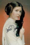 Carrie Fisher signed Colour Photo 12x8 Inch. Played Princess Leia in The Star Wars Films. Good