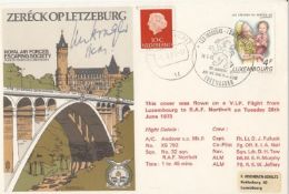 Rare Es6d Return to Luxembourg Signed by Air Chief Marshall Sir Lewis Hodges. 14 6 73 Luxembourg