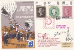 S5c Set of 3 Philympia Stamps Philympia Day. Signed by the Pilot and Mr R A Lee, Chairman. Set of