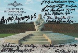 WW2 RAF Postcard Signed 11 Battle of Britain Fighter Pilots, Crew 2 British 9 New Zealand.