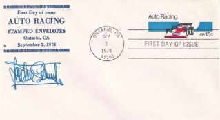 USA Auto Racing Signed by Jackie Stewart Formula One World Champion FDC. 2 Sep 1978 Ontario Auto