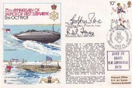 Rare Victoria Cross winner Godfrey Place VC signed Navy Sub cover. 75th Anniv Launch 1st Submarine