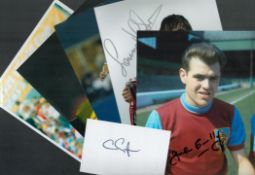 Sport collection of 5 signed photos. Signatures such as Howard Webb, Michel Salgado, John Connelly