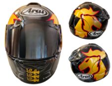 Leon Haslam Arai England 1966 world cup limited edition replica chaser helmet XL. Good condition