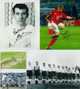 Sport collection of 5 signed photos. Signatures such as Alan Mullery, Alec Stewart, Teddy