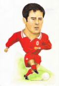 Football Jamie Redknapp unsigned 16x12 inch mini poster caricature by the artist Mickey Finn. Good