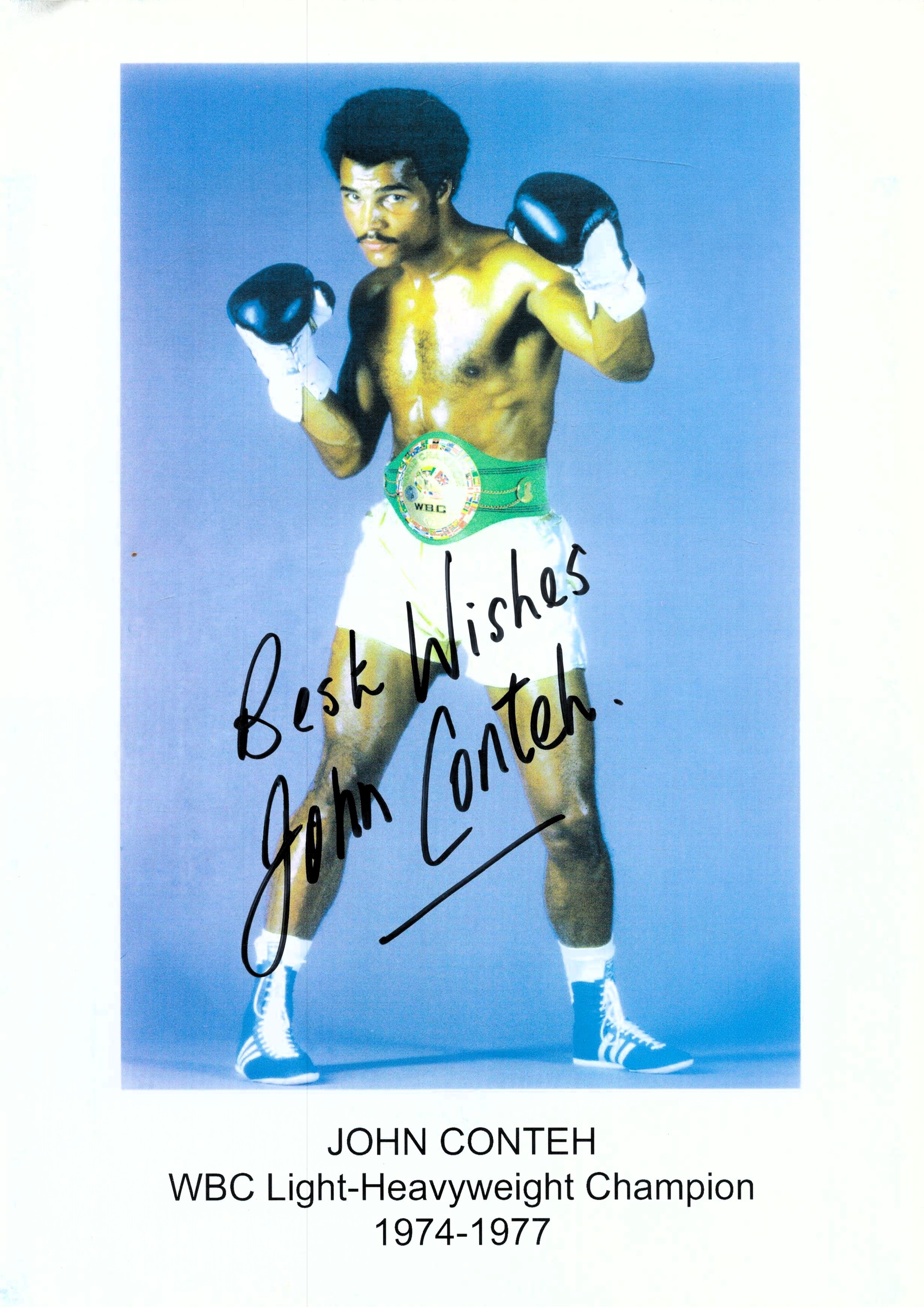 John Conteh signed 12x8inch colour photo. Good condition Est.