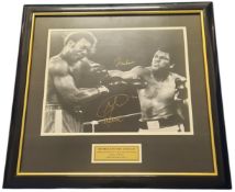 Muhammad Ali vs George Foreman Signed 28x27 inch framed and mounted photo, Rumble in the jungle