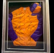 Multi signed Jockey Silks, signed by 20 Jockeys, Richard Hughes, Lewis Edmunds, Eddie Ahern,
