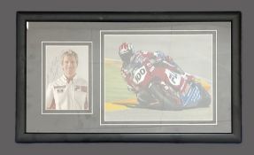 Superbikes Neil Hodgson signed 20x12 inch overall mounted and framed colour photo display includes