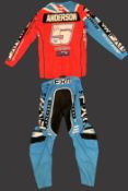 Motocross legend Brad Anderson signed Race worn VMXDN Foxhill edition FXR race suit. Brad