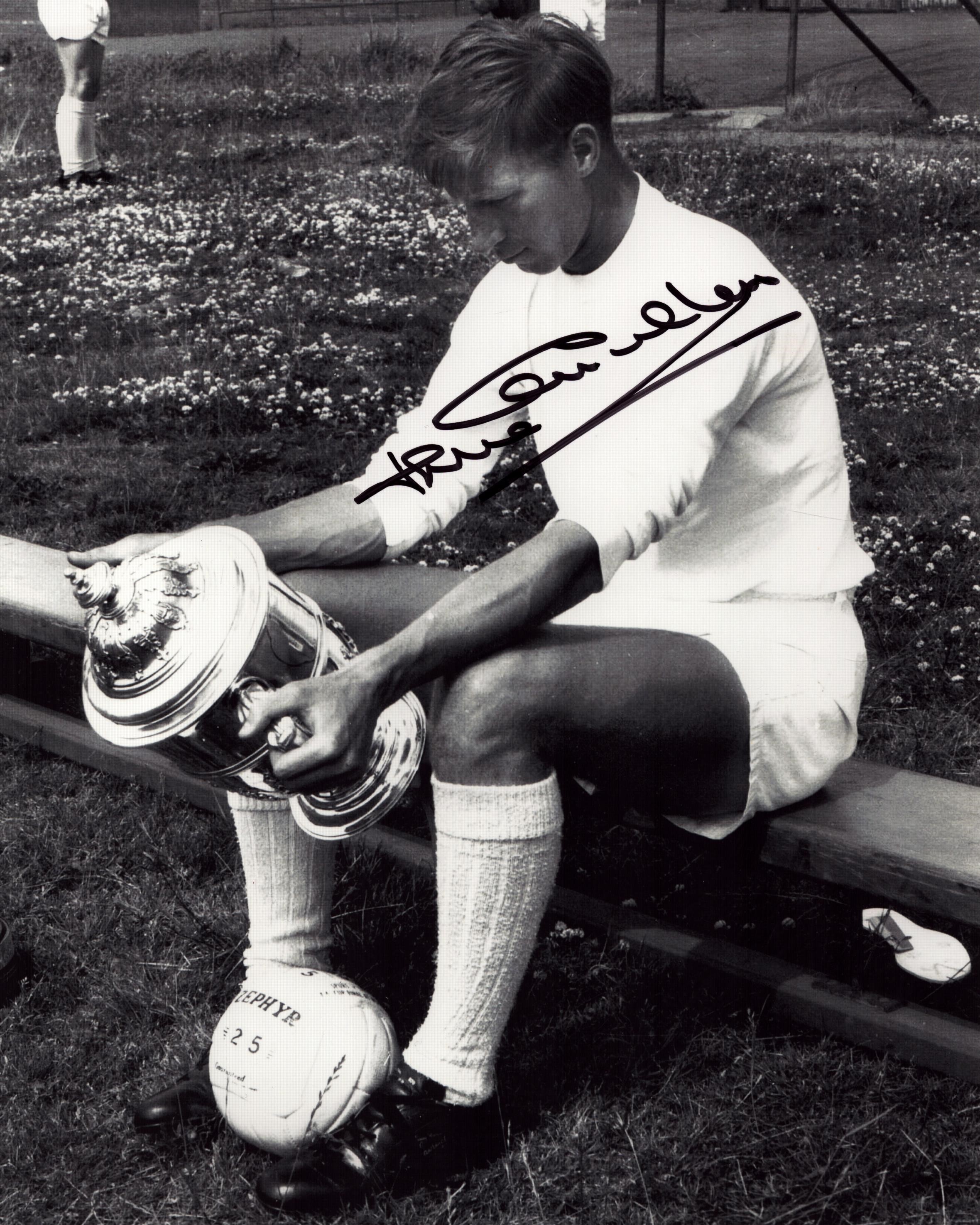 Jack Charlton signed 10x8 inch black and white photo. Good condition Est.