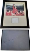 Bobby Moore Signed 18x16 framed photo England 1966 world cup winning team with Bobby Moore holding