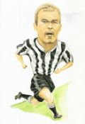 Football Alan Shearer unsigned 16x12 inch mini poster caricature by the artist Mickey Finn. Good