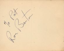 Ron Barton signed 6x5 inch vintage album page. Dedicated. Ron Barton (25 February 1933 - 4 June