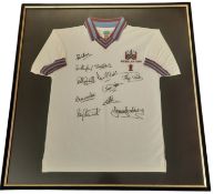 West Ham United 1980 FA Cup winners multi signed 35x33.5 inch framed 1980 West Ham United retro