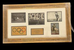 Dana Zatopkova 29x16 inch mounted and framed signature display incudes signed photo, 3, unsigned,