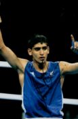 Boxing Amir Khan signed 12x8 inch colour photo pictured during the Olympic Games. Good condition
