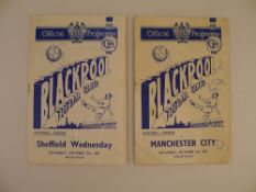 2 x Blackpool 1953-54 Season football programmes, Vs Manchester City Oct 3 1953 and Vs Sheffield
