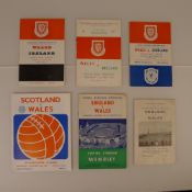 6 x Wales Home and Away International programmes from 1954 to 1967 comprising 1 x England Vs Wales