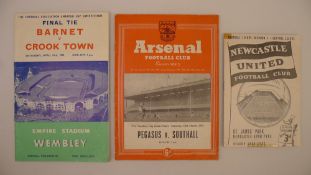3 x FA Amateur Cup 1953 to 1959 Final and Semi Final programmes comprising 1 x Pegasus Vs Southall