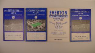 4 x Everton 1957-58 football programmes, Vs Arsenal Oct 16 1957, Vs Burnley Sept 17 1958, Vs