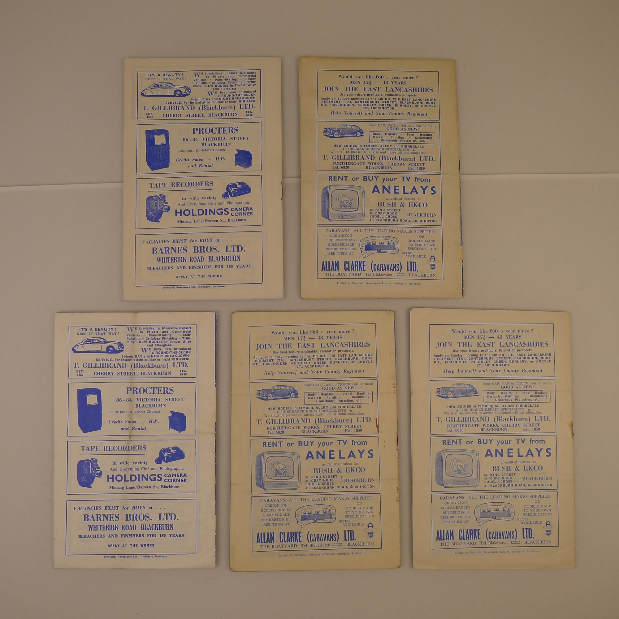 5 x Blackburn Rovers 1959 football programmes, Vs Preston North End Oct 3 1959, Vs Sheffield - Image 2 of 4