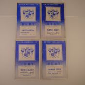 4 x Bury 1958-59 Season football programmes, Vs Southampton Mar 21 1959, Vs Swindon Town Nov 22